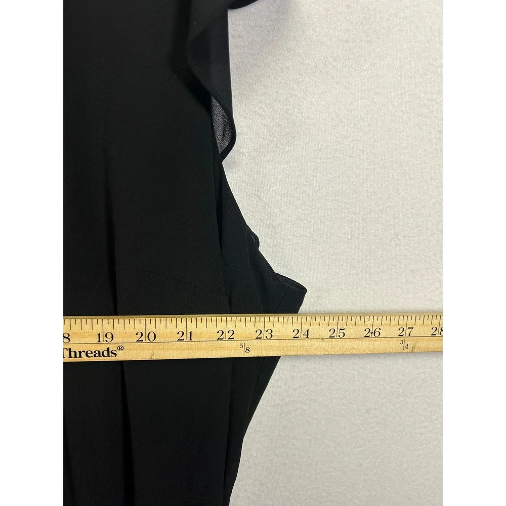 Dark Academia H&M Womens XXL Black‎ Pleated V-Neck Flutter Sleeve Tunic Dress
